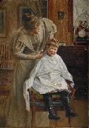 Mother cutting the hair Robert Lundberg